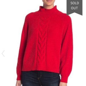 ABOUND SOFT Red Chenille Ballon Sleeve Sweater